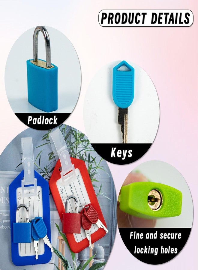 Koceci 8 Pack Luggage Locks with Key+8 Pack Travel tag, Luggage Tags for Suitcases Bag Tags Name Tags, Mini Padlocks Multicolor Durable Locks for Suitcases Backpacks Boxes Cabinet and Laptop Bags (Colorful) - Image 3